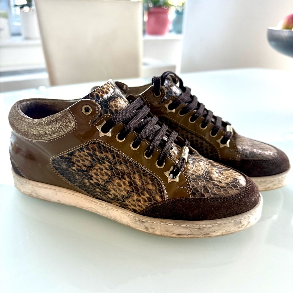Jimmy Choo Gold and Brown Sneakers size 35.5
